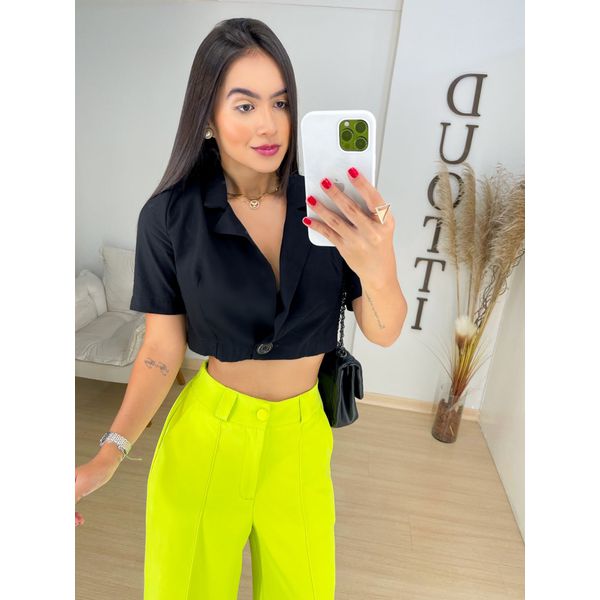 Cropped alfaiataria Lana preto