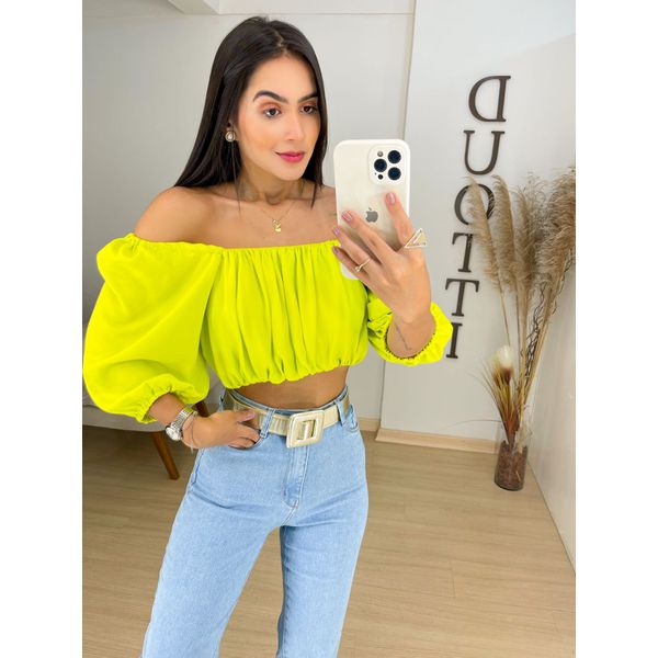 Cropped franzido lima