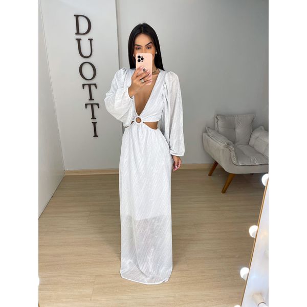 Vestido longo lurex branco
