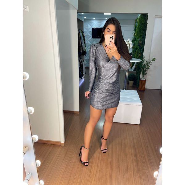 Vestido de sales lurex prata