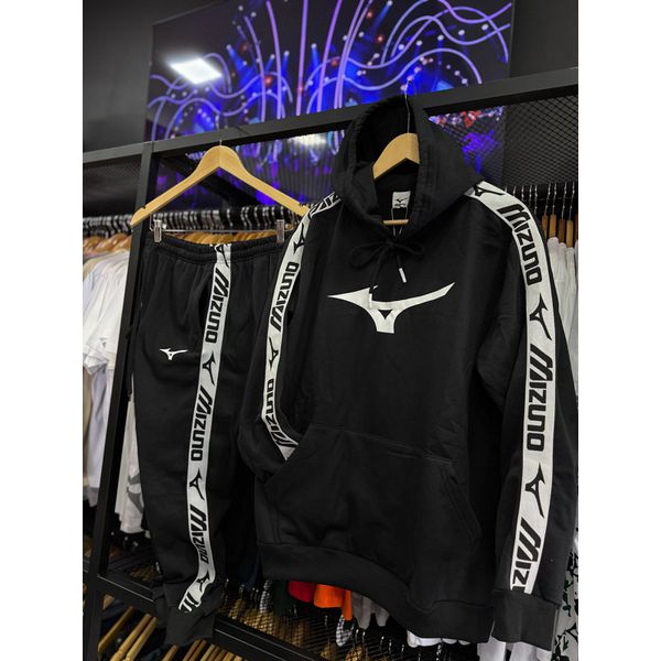 CONJUNTO MOLETON MIZUNO - PRETO