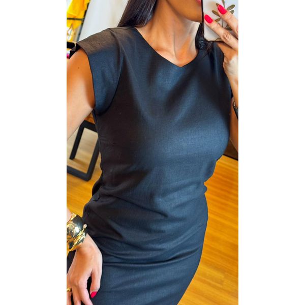 VESTIDO LINHO RITA- PRETO
