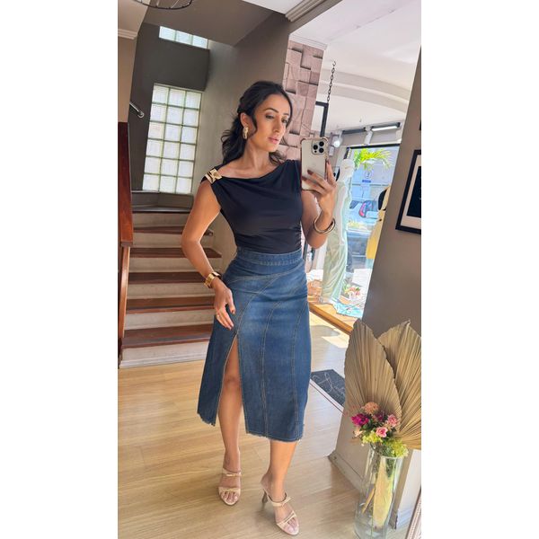 SAIA LÁPIS DENIM- JEANS AZUL