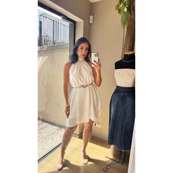 VESTIDO FRENTE ÚNICA ALFAIATARIA- BRANCO