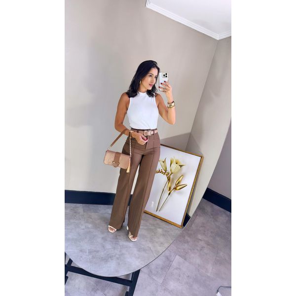 CALÇA FLARE PRISCILA MARROM