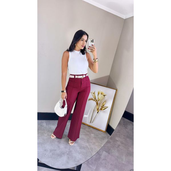 CALÇA FLARE PRISCILA MARSALA