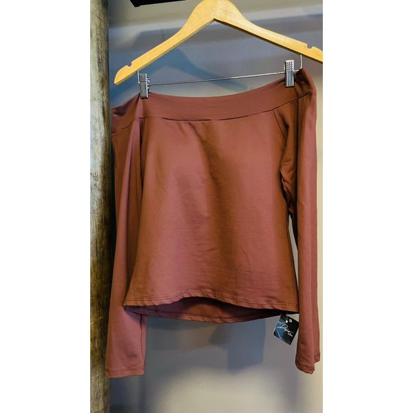 BLUSA POLIAMIDA DECOTE CANOA- MARROM