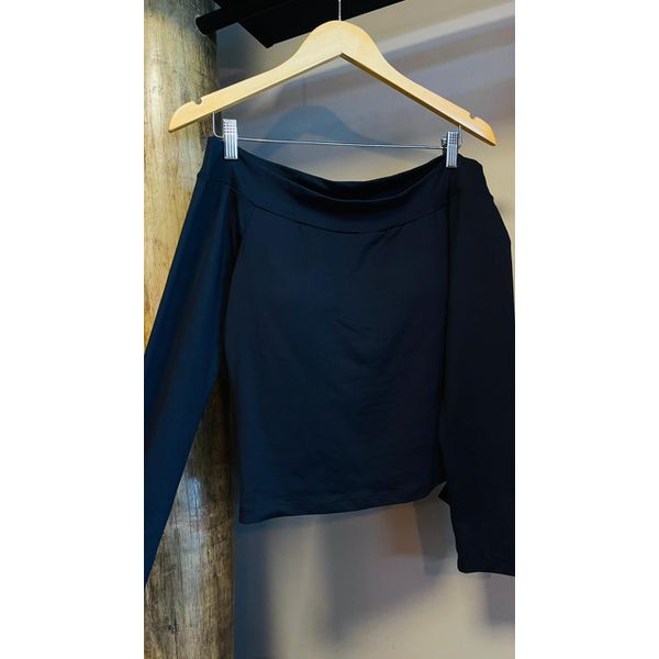 BLUSA POLIAMIDA DECOTE CANOA- PRETO