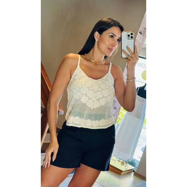 BLUSA RENDA ALÇA FINA- BEGE