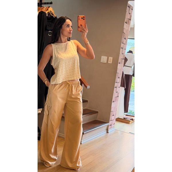 BLUSA VISCOSE TWILL COM STRASS- NUDE