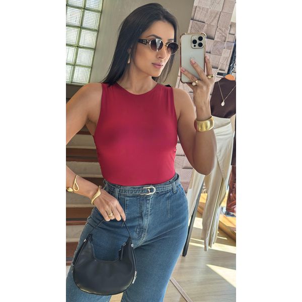 CALÇA WIDE LEG COM CINTO- JEANS ESCURO