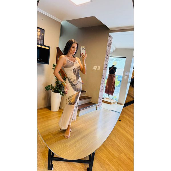 VESTIDO TULE ESTAMPA CONCHAS- NUDE