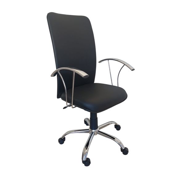 Cadeira Escritório Presidente Luxo - Base + Braços Cromada