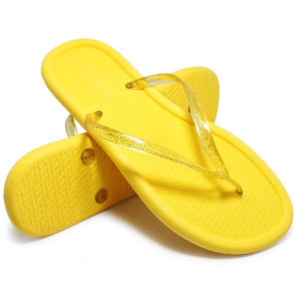 Chinelo de Dedo Flip Flop Tiras Amarelo