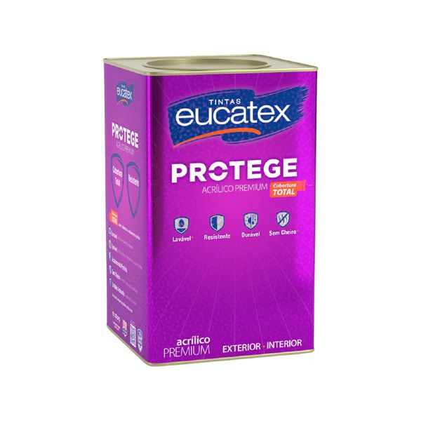 Tinta Acrílica Eucatex Protege Premium 18L Fosco Lavável Interior Exterior