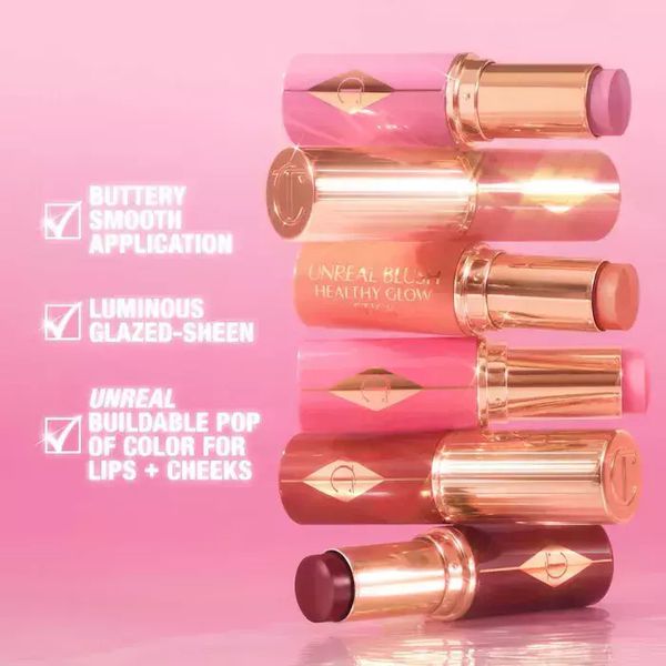  Blush novo Unreal Lip + Cheek Glow Blush Stick with Hyaluronic Acid 