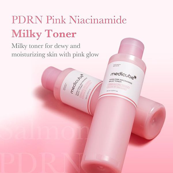 Medicube PDRN Pink Niacinamide Milky Toner for Hydrating, Moisturizing, Soothing, Ceramide, Peptide, Glass Glow Skin, Korean Skincare