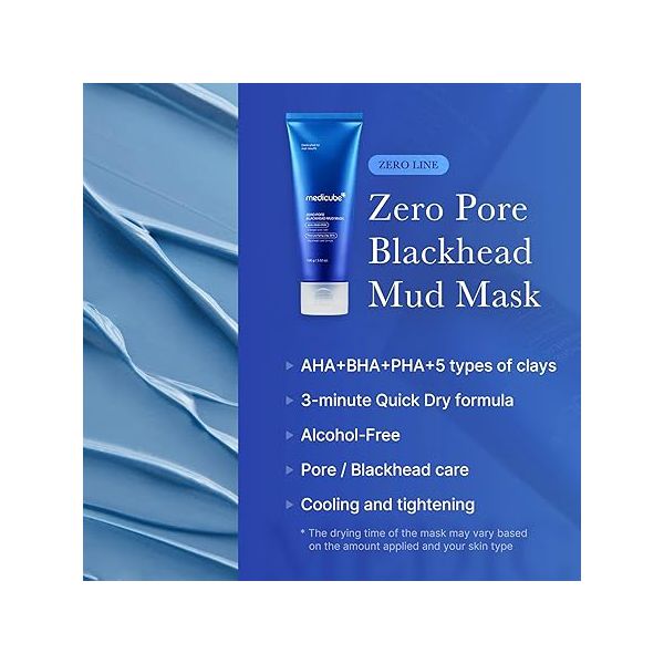  MEDICUBE Zero Pore Blackhead Mud Facial Mask - Skin Cooling & Pore