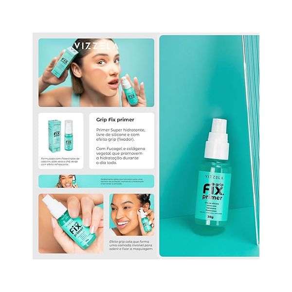 Primer Grip Fix Vizzela 30g - Primer Facial Hidratante Fixador de Maquiagem