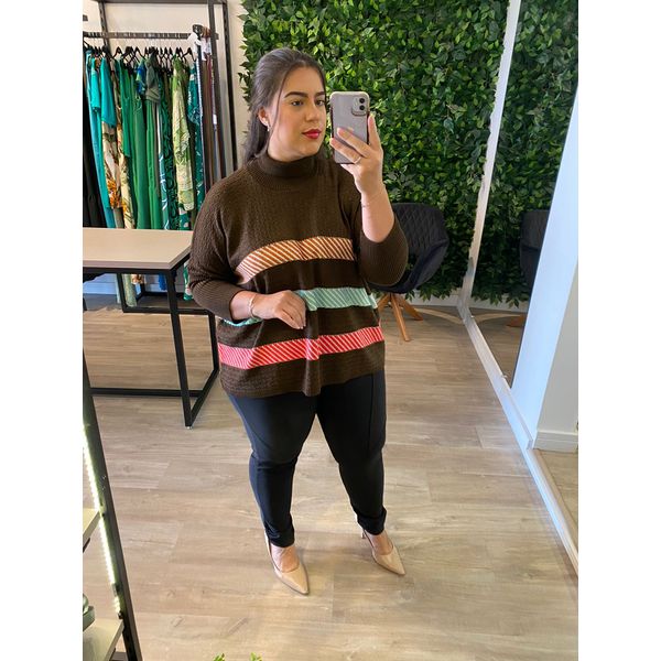 Poncho listrado marrom Copia