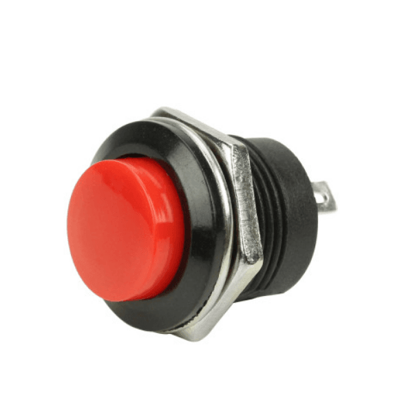 Chave Push Button 3A Sem Trava 2 Terminais Preto-Vermelho