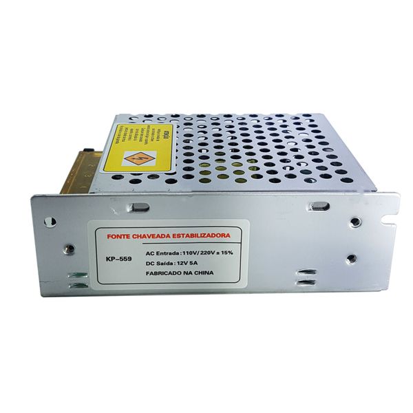 Fonte Chaveada 12VDC 5 Amperes - Metalica(colmeia)