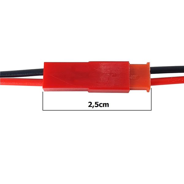Conector JST Aeromodelismo - 2 vias polarizado - c/ rabicho 8 de cm