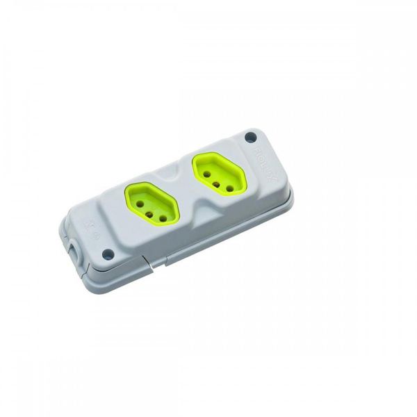 TOMADA BARRA ROBUST C/2 TOMADAS 20A CINZA/VERDE