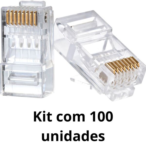 KIT 100 CONECTORES MACHO RJ45 CAT5.E 