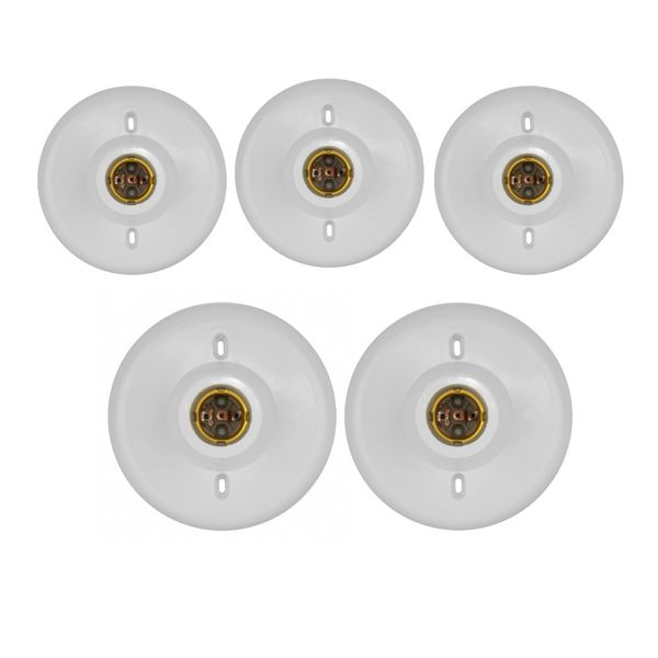 KIT 5 PLAFONS PLASTICO BRANCO E-27