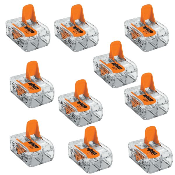 KIT C/ 10 CONECTORES DE EMENDA WAGO TRANSPARENTE 2 POLOS 0,14 A 4MM