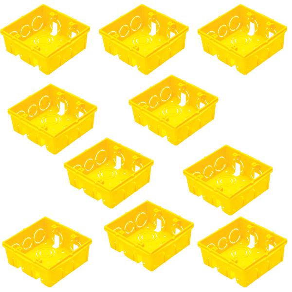 KIT C/ 10 CAIXAS DE EMBUTIR Tramontina PVC AMARELA 4 X 4