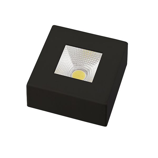 SPOT LED SOBREPOR QUADRADO 5W 3000K PRETO