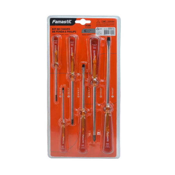 JOGO CHAVE FENDA PHILIPS 6 PEÇAS FAMASTIL