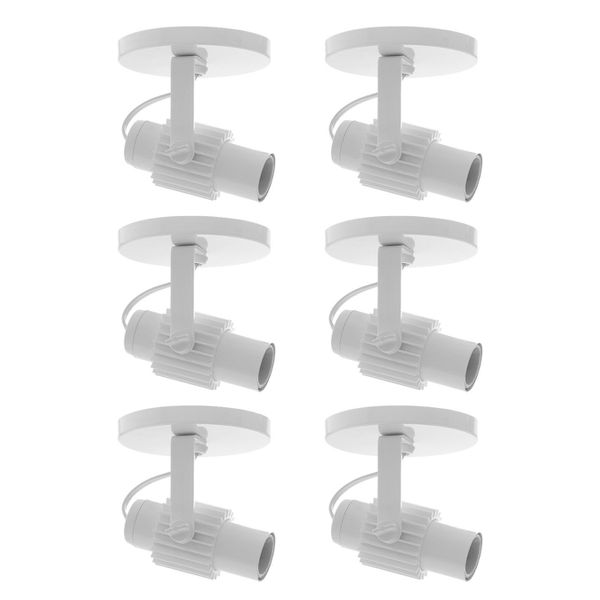 KIT 6 SPOTS PLASTICO BRANCO 1 X E-27