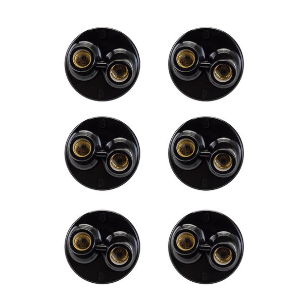 KIT 6 PLAFONS PLASTICO PRETO 2 X E-27