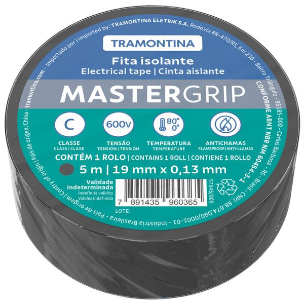 Fita Isolante Tramontina Classe C 0,13x19 mm Preta 5m