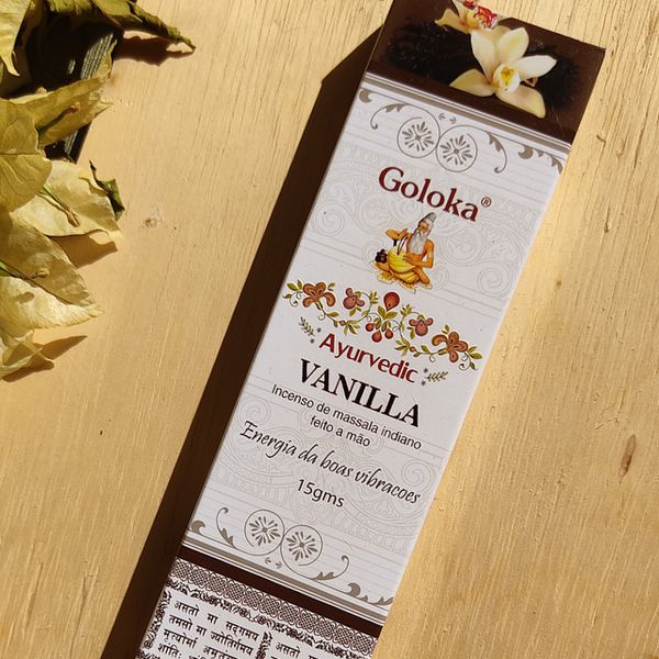 Incenso Vanilla (Baunilha) Goloka Massala Ayurvedic - Amor e Positividade