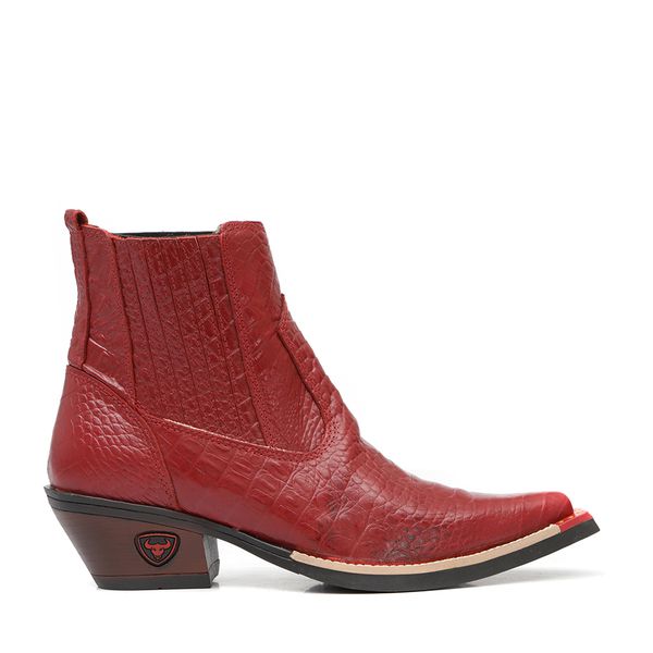 Botina Country Masculina Croco Vermelho