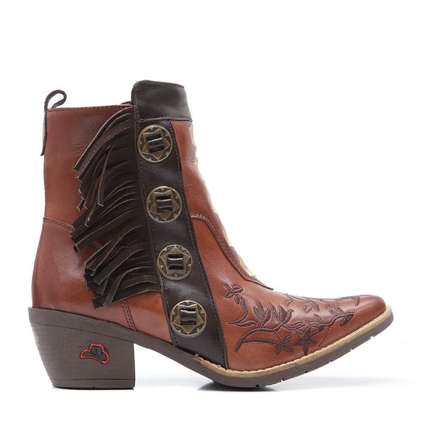 Bota Country Couro Feminina Leakey Telha