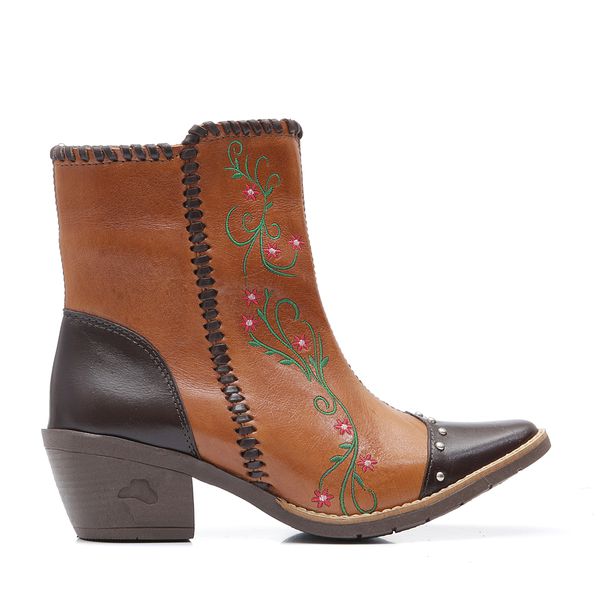 Bota Country Couro Feminina Bartlett Whisky