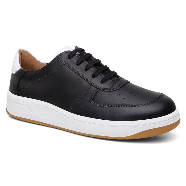 Couro Legítimo Tenis Com Solado Preto Feminino Tênis Slip On Feminino