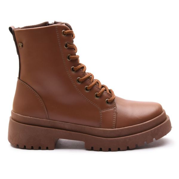 Bota Coturno Feminino Com Cadarço e Zíper Lateral ELT 7200B - Castanho