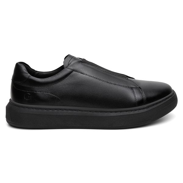 Tênis Casual Urban em Couro Legítimo Preto 53003