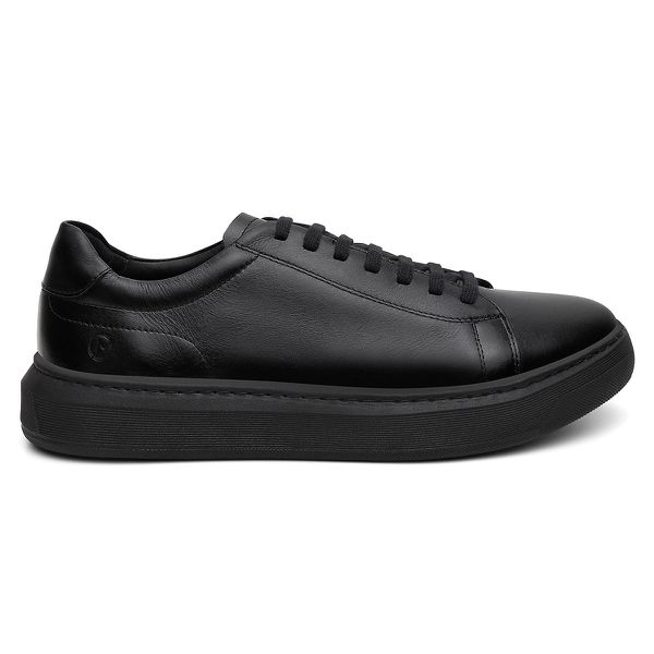 Tênis Casual Edgy em Couro Legítimo Preto 53013