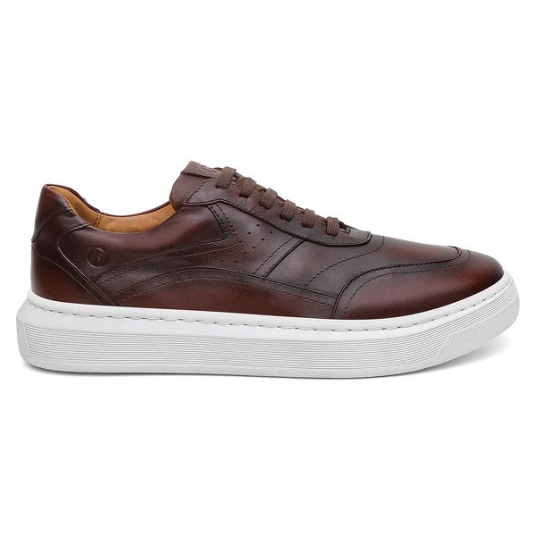 Tênis Casual Modern em Couro Legítimo Mogno 53033