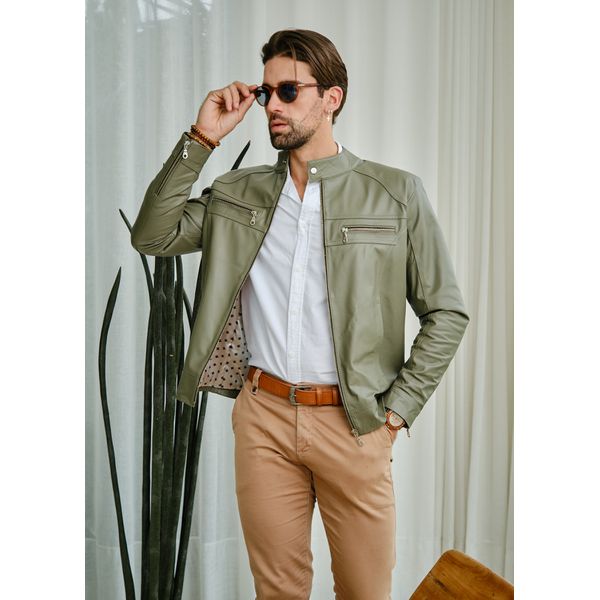 Jaqueta de outlet couro masculina verde