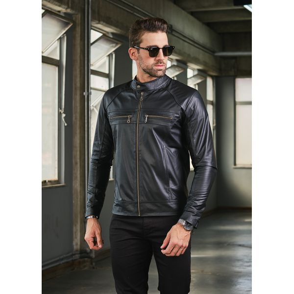 Jaqueta de shop couro preta masculino