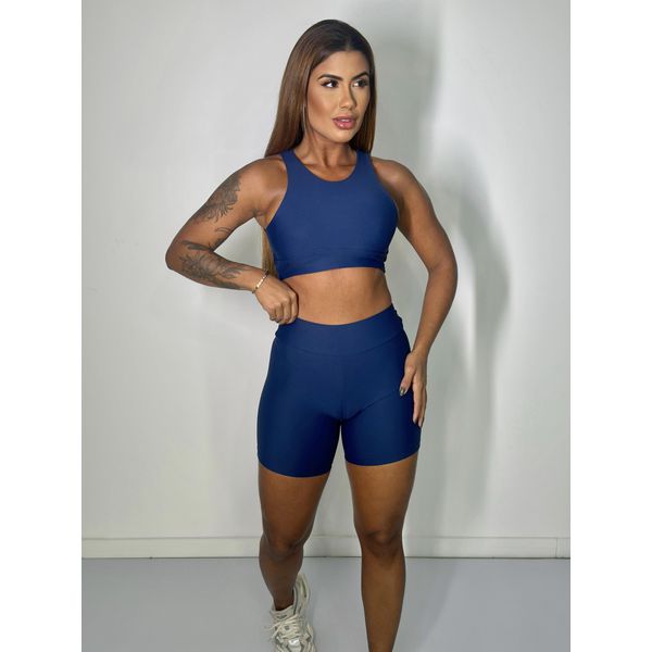 Conjunto Shorts Top Camiseta Marinho