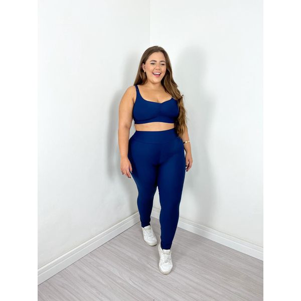 Conjunto Calça Top Alça Curvilíneas Marinho